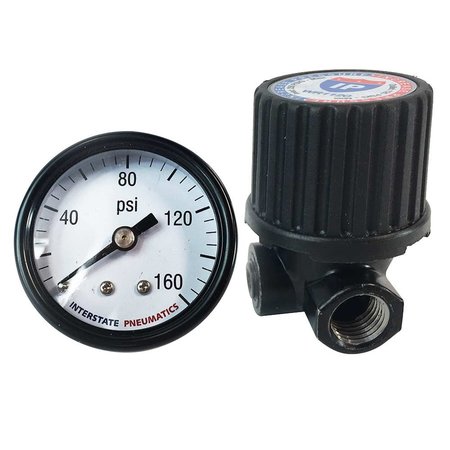 INTERSTATE PNEUMATICS 1/4 Inch In-Line Compact - Economy Air Regulator with Gauge (Flow: Left to Right) WR1120G-D